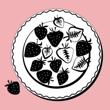 Simple hand drawn black and white strawberry Stock Illustration