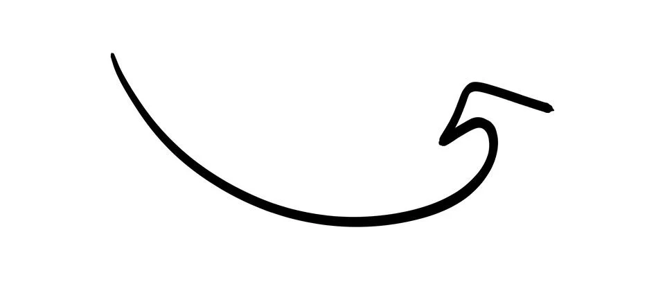 Simple hand-drawn black arrow pointing upwards and to the right Иллюстрация