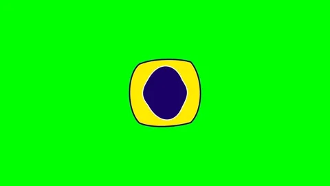 A simple hand drawn blue circle surrounded by a yellow ring on green backgrou Stock Footage 340266082