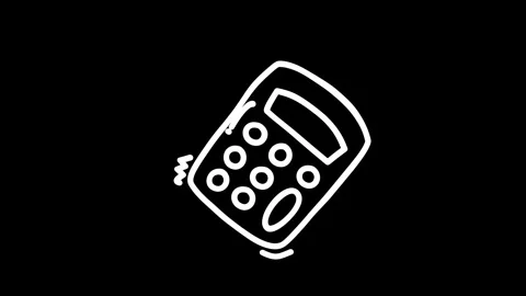 A simple, hand-drawn calculator illustration on a black background, symboli.. Stock Footage 319587902