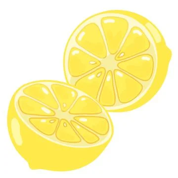 Simple hand drawn cut lemon illustration flat colored Stock Illustration