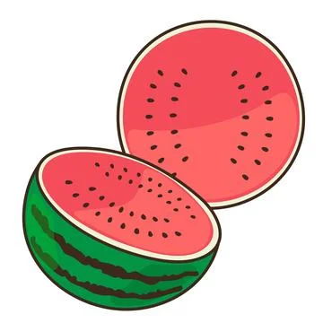Simple hand drawn cut watermelon illustration Stock Illustration