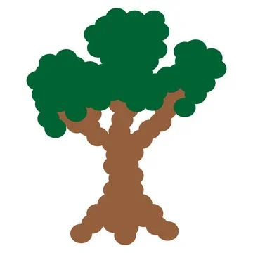 Simple hand-drawn deciduous tree emblem. Vector graphics 스톡 일러스트