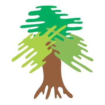 Simple hand-drawn deciduous tree emblem. Vector graphics Illustrazione stock