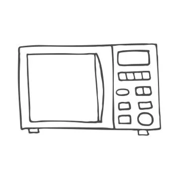 Simple hand drawn doodle of a microwave. Vector illustration isolated on white Stock Illustration