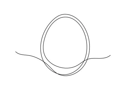 Simple Hand drawn Egg-shaped illustration of outline art with editable stroke Stock Illustration