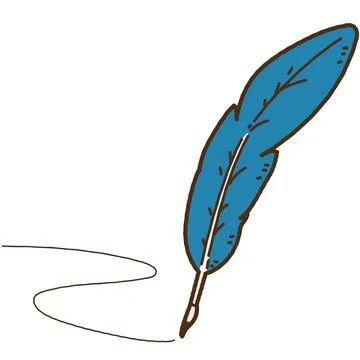 Simple hand drawn feather pen outlined Stock Illustration