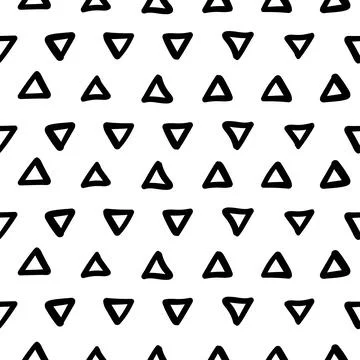 Simple hand drawn geometric pattern. Trendy monochrome triangles brush marks. Stockillustratie