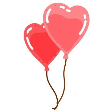 Simple hand drawn heart shaped balloons flat colored Stock Illustration