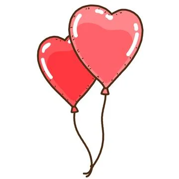 Simple hand drawn heart shaped balloons Stock Illustration