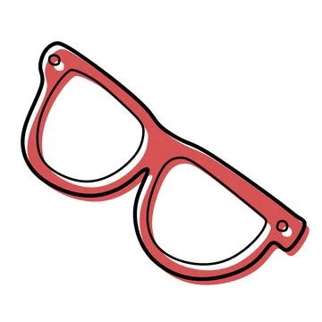 Simple Hand drawn line Icon sunglasses. Red Vector Doodle style Glasses ill.. Stock Illustration