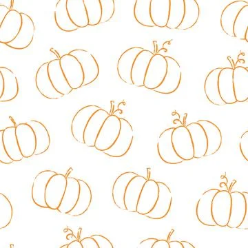 Simple hand drawn line pumpkins for backdrop, wrapping, cards, menu, web. Vector Stock Illustration