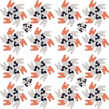 Simple hand drawn mosaic pattern of abstract shapes, vector seamless backgrou Stock Illustration