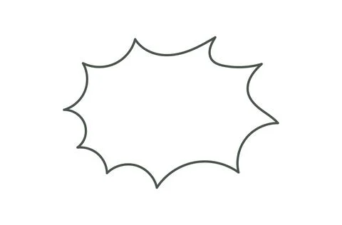 A simple, hand-drawn outline of an explosion-shaped speech bubble Stock Illustration