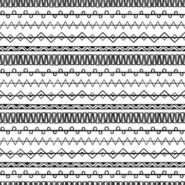 Simple hand-drawn pattern with geometric ornament. Vector illustration Stock Illustration