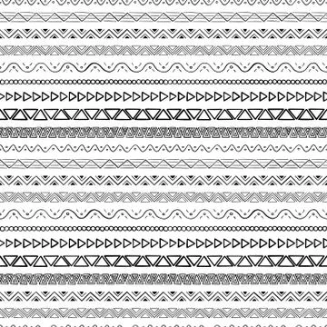 Simple hand-drawn pattern with geometric ornament. Vector illustration Illustrazione stock
