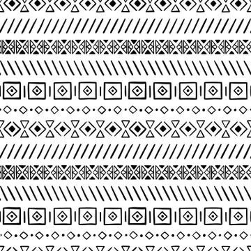 Simple hand-drawn pattern with geometric ornament. Vector illustration Stock Illustration