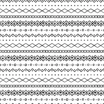 Simple hand-drawn pattern with geometric ornament. Vector illustration Illustrazione stock