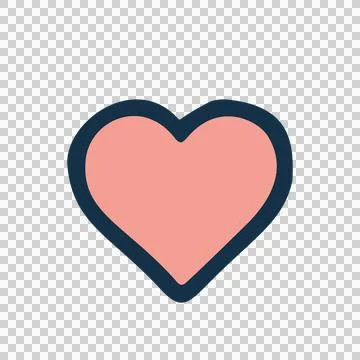 Simple Hand Drawn Pink Heart Shape Icon With Dark Blue Outline 스톡 일러스트