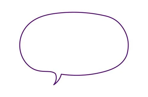A simple, hand-drawn purple outline of a speech bubble with a tail Stock Illustration