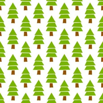 Simple hand drawn seamless vector Christmas Pine Tree Forest pattern Illustrazione stock