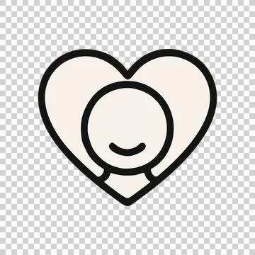 Simple Hand Drawn Sketch of a Smiling Person Inside a Heart Shape Outline Icon 스톡 일러스트