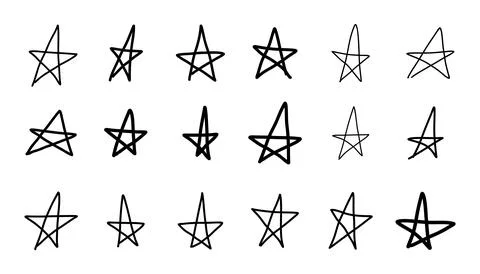 Simple hand drawn star. Doodle stars shape elements Stockillustratie
