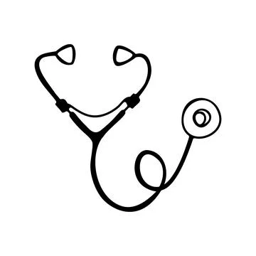 Simple hand drawn stethoscope icon. Isolated on white background. Vector stoc Stock Illustration