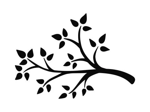 Simple hand drawn tree branch with leaves イラスト素材