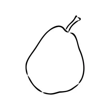Simple hand-drawn vector black outline drawing. Pear isolated on a white ba.. Stock Illustration