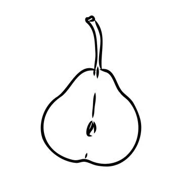 Simple hand-drawn vector black outline drawing. Pear isolated on a white ba.. Stock Illustration