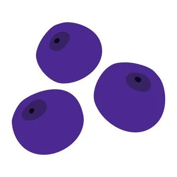 Simple hand drown blueberry isolated on white background, flat doodle vector Illustrazione stock