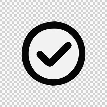 Simple Handdrawn Black Outline Circle With White Inner Space And Checkmark Symbo Stock Illustration