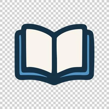Simple Handdrawn Open Book Symbol With Blue Outline For Educational Concepts Illustrazione stock