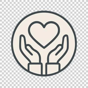 Simple Handdrawn Outline Circle Holding Heart Shape Icon Representation 스톡 일러스트