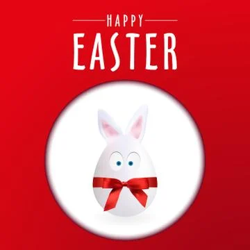 Simple Happy Easter Egg Rabbit Poster Stock Illustration