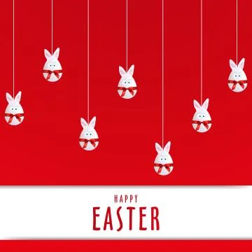 Simple Happy Easter Egg Rabbit Poster Stock Illustration