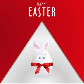 Simple Happy Easter Egg Rabbit Poster Stock Illustration