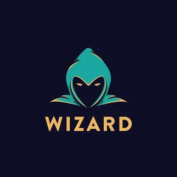 Simple head of wizard logo icon vector template on black background Stock Illustration