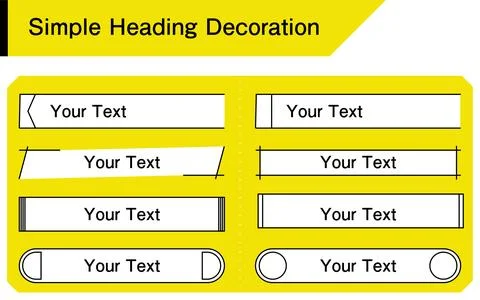 Simple headline decoration, box, design, white background on yellow background Stock Illustration