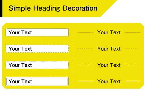 Simple headline decoration, surrounding line, white background on yellow Stock Illustration