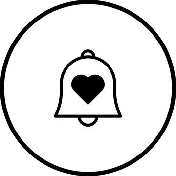 Simple heart notification bell icon in a circular frame, ideal for alerts Stock Illustration
