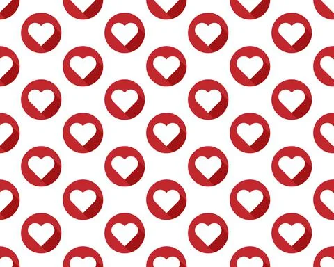 Simple heart shape seamless pattern in diagonal arrangement. Love and romanti Illustrazione stock