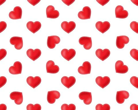 Simple heart shape seamless pattern in diagonal arrangement. Love and romanti Illustrazione stock