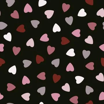 Simple hearts seamless pattern chaotic texture made of heart silhouettes Stock Illustration