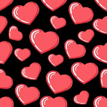 Simple hearts seamless pattern. Valentines day background. Flat design endless Stock Illustration