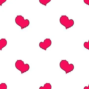 Simple hearts seamless pattern on white background Stock Illustration