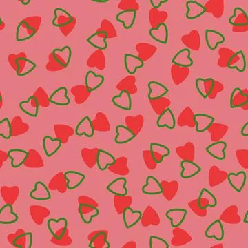 Simple hearts seamless pattern,endless chaotic texture made of tiny heart sil イラスト素材