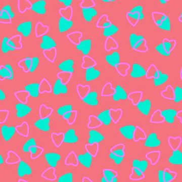 Simple hearts seamless pattern,endless chaotic texture made of tiny heart sil Illustrazione stock
