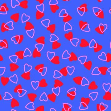 Simple hearts seamless pattern,endless chaotic texture made of tiny heart sil Stock Illustration